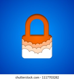 Security cloud computing paper art vector illustration