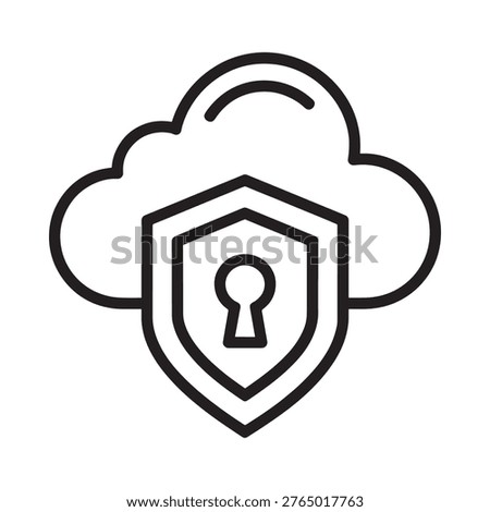 Security cloud icon a shield protected by a cloud outline design