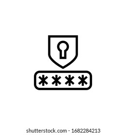 Security code vector icon in linear, outline icon isolated on white background