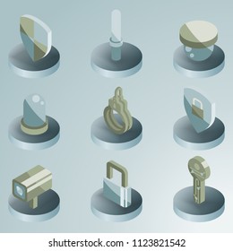 Security color isometric icons