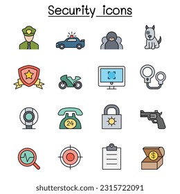 Security color line icon set