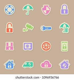 security color vector icons on paper stickers
