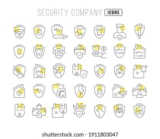 Security Company. Collection of perfectly thin icons for web design, app, and the most modern projects. The kit of signs for category Business.