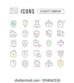 Security Company. Collection of perfectly thin icons for web design, app, and the most modern projects. The kit of signs for category Business.