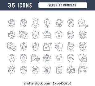 Security Company. Collection of perfectly thin icons for web design, app, and the most modern projects. The kit of signs for category Business.