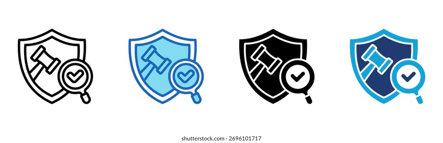 Icono de cumplimiento de seguridad Ilustración vectorial de varios estilos