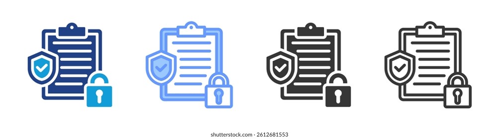 Security compliance icon set multiple style collection