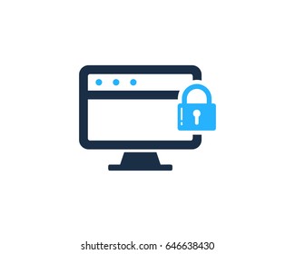 Security Computer Lock Icon Logo Design Element