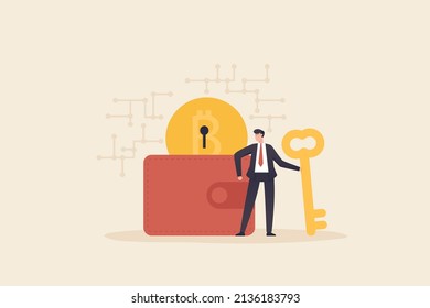 Security concept of crypto currency wallet. Virtual financial assets technology items for payments or transactions. Security encryption through keys