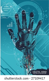 security concept with cybernetic hand,vector illustration