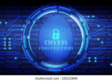 Security concept: fingerprint and data protection on digital screen
