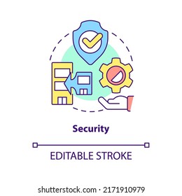 Security Concept Icon. Prevent Failure. Bankruptcy Protection. Merger Objective Abstract Idea Thin Line Illustration. Isolated Outline Drawing. Editable Stroke. Arial, Myriad Pro-Bold Fonts Used