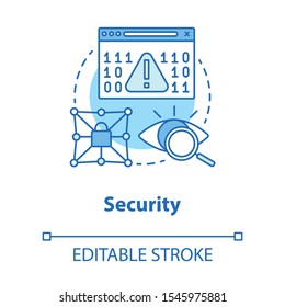 Security concept icon. Privacy protection idea thin line illustration. Confidential data encryption. Cybersecurity and safety. Digital authorization. Vector isolated outline drawing. Editable stroke