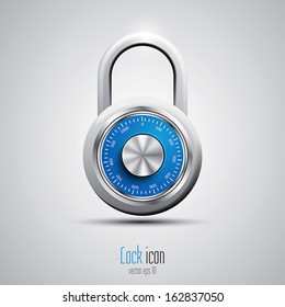 Security concept with locked combination pad lock. Vector