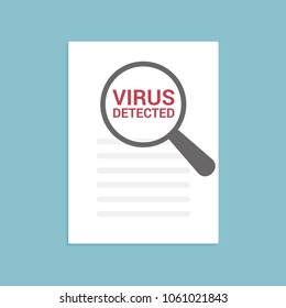 Security Concept: Magnifying Optical Glass With Words Virus Detected. Vector illustration