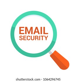 Security Concept: Magnifying Optical Glass With Words Email Security. Vector illustration