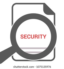 Security Concept: Magnifying Optical Glass With Words Security. Vector illustration