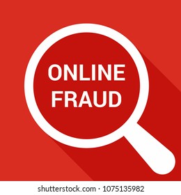 Security Concept: Magnifying Optical Glass With Words Online Fraud. Vector illustration