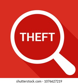 Security Concept: Magnifying Optical Glass With Words Theft. Vector illustration