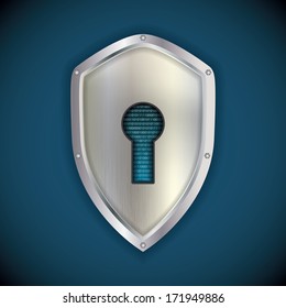 Security concept: metal silver shield 
