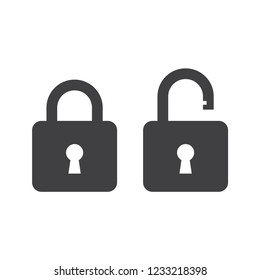 Security concept, padlock locked and unlocked icon