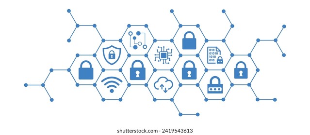 security concept safe network IT security blockchain vector illustration