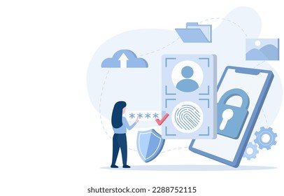 Security concept and security technology. Protect personal details, password protection, firewalls, sensitive data from cyber-attack and other forms of online threats. Flat vector illustration.
