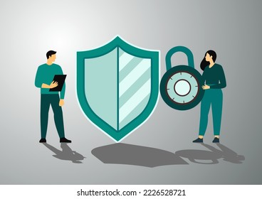 concepto de seguridad. Reloj y llaves desbloqueadas. Símbolo de seguro.Hackers atacan seguridad de internet.key e icono de escudo Hace referencia al sistema de seguridad de la información de la organización.