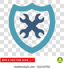Security Configuration EPS vector pictogram. Illustration style is flat iconic bicolor cyan and blue symbol on white background.