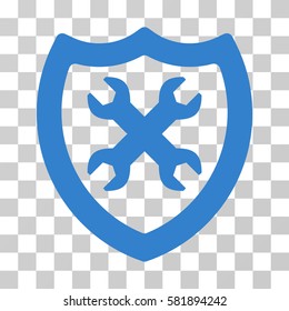Security Configuration vector pictogram. Illustration style is a flat iconic cobalt symbol on a transparent background.