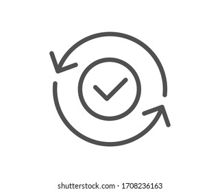 Security confirmed line icon. All day cyber defence sign. Private protection symbol. Quality design element. Editable stroke. Linear style security confirmed icon. Vector