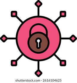 Security Connect Line Filled Vector Icon Design