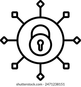 Security Connect Line Icon Vector Design