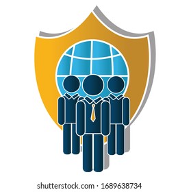 Security consulting concept on white background. Creative idea design. Flat vector illustration for template, brochure or presentation.