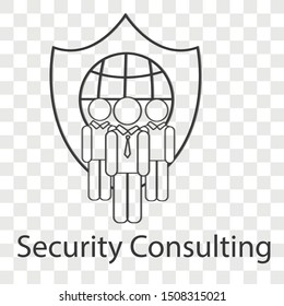 Security consulting icon concept on transparency background. Business object design. Line vector illustration use for your project.