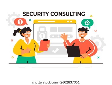 Security Consulting Illustration Featuring Information Technology and Ethical Hackers Conducting Testing, Development, and Cybersecurity Consulting