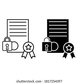 Security contract icon vector set. Cyber defence lock illustration sign collection. Private protection symbol.