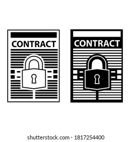 Security contract icon vector set. Cyber defence lock illustration sign collection. Private protection symbol.