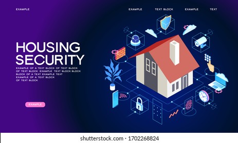 Security control concept. Secure infographic. Concept with technology system. 3d isometric vector illustration.
