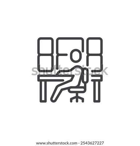 Security Control Room line icon. linear style sign for mobile concept and web design. Centralized monitoring room outline vector icon. Symbol, logo illustration. Vector graphics