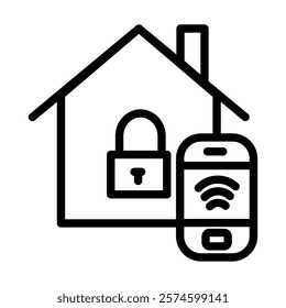 security control smart home isolated line icon