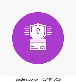 security, credit card, card, hacking, hack White Glyph Icon in Circle. Vector Button illustration