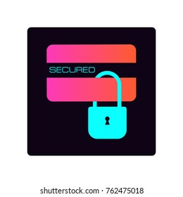 Security credit card simple isolated vector icon. Pay lock. Bank icon secure. Ð¡redit card vector icon. Bank security, card and deposit security. Internet banking