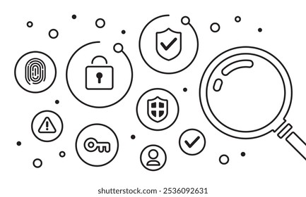 Conjunto de iconos de seguridad de prevención de delitos Ilustración vectorial