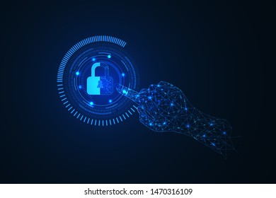 security cyber attack. private secure abstract background. technology touch vector illustration.
