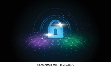 Security cyber digital concept Abstract technology background protect system innovation vector illustration
