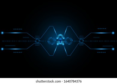Security cyber digital concept Abstract technology background protect system innovation vector illustration