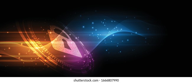Security cyber digital concept Abstract technology background protect system innovation vector illustration
