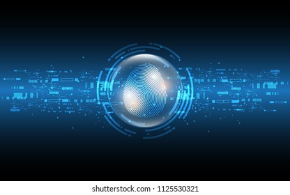 Security cyber digital concept fingerprint scan Abstract technology background protect system innovation vector illustration
