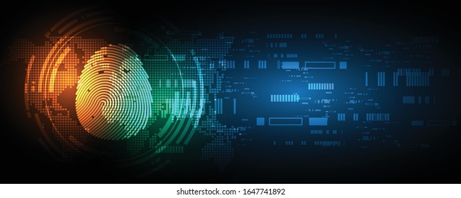 Security cyber digital concept fingerprint scan Abstract technology background protect system innovation vector illustration
